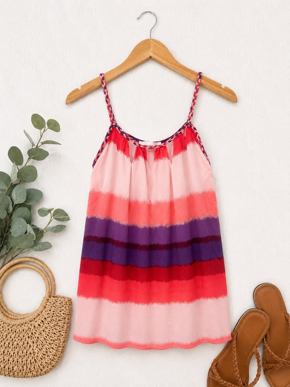 Zimmermann Watercolor Stripe Braided Strap Tank Top Size 1